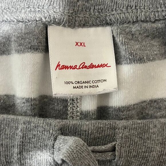 Hanna Andersson Adult Striped Long John Pajama Set Heather Gray 100% Cotton XXL - Picture 2 of 4